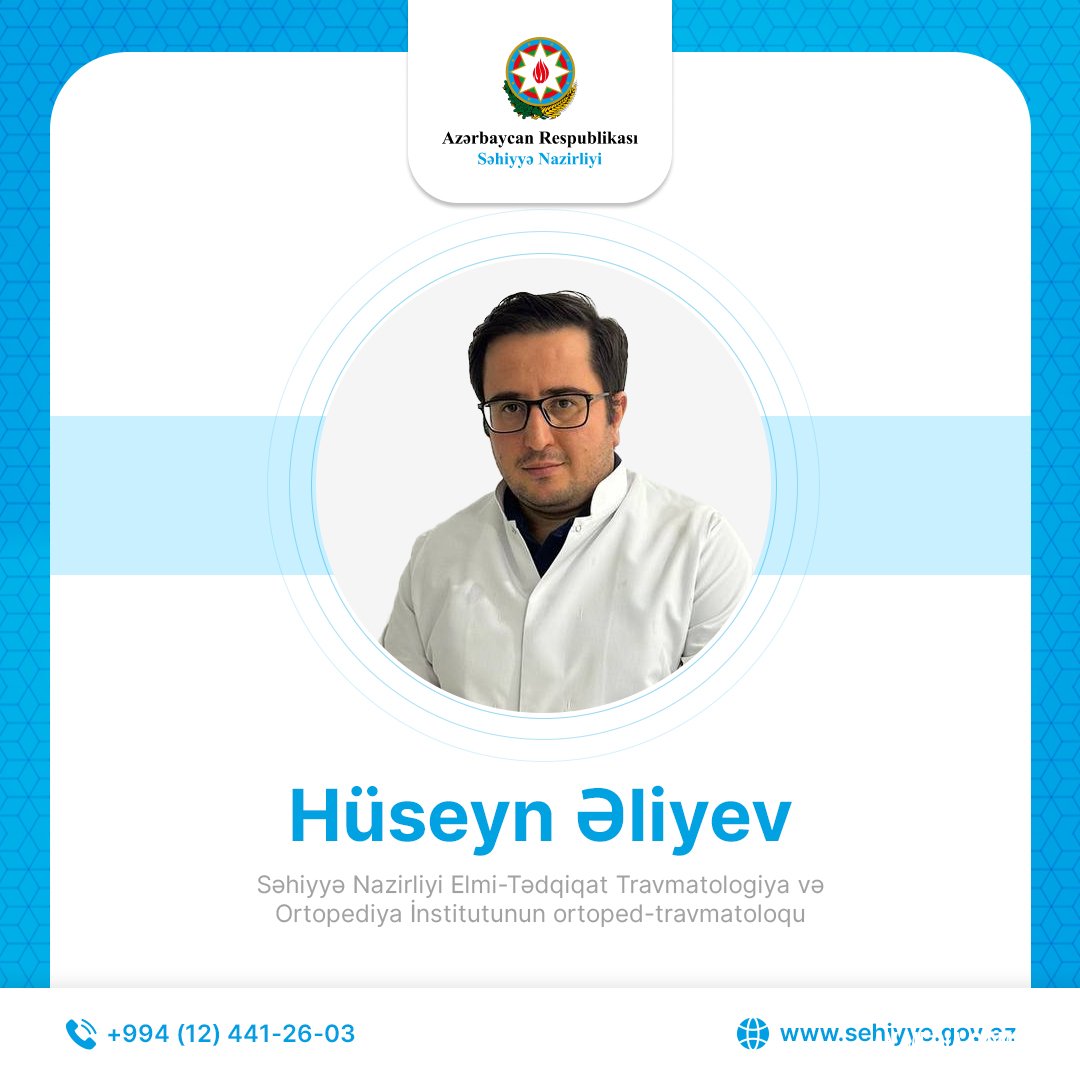 Səhiyyə Nazirliyi Elmi-Tədqiqat Travmatologiya və Ortopediya İnstitutunun ortoped-travmatoloqu Hüseyn Əliyev: “Oynaqda ağrı, şişkinlik, qızartı və yerli hərarət müşahidə edildikdə həkimə müraciət etmək tövsiyə olunur”