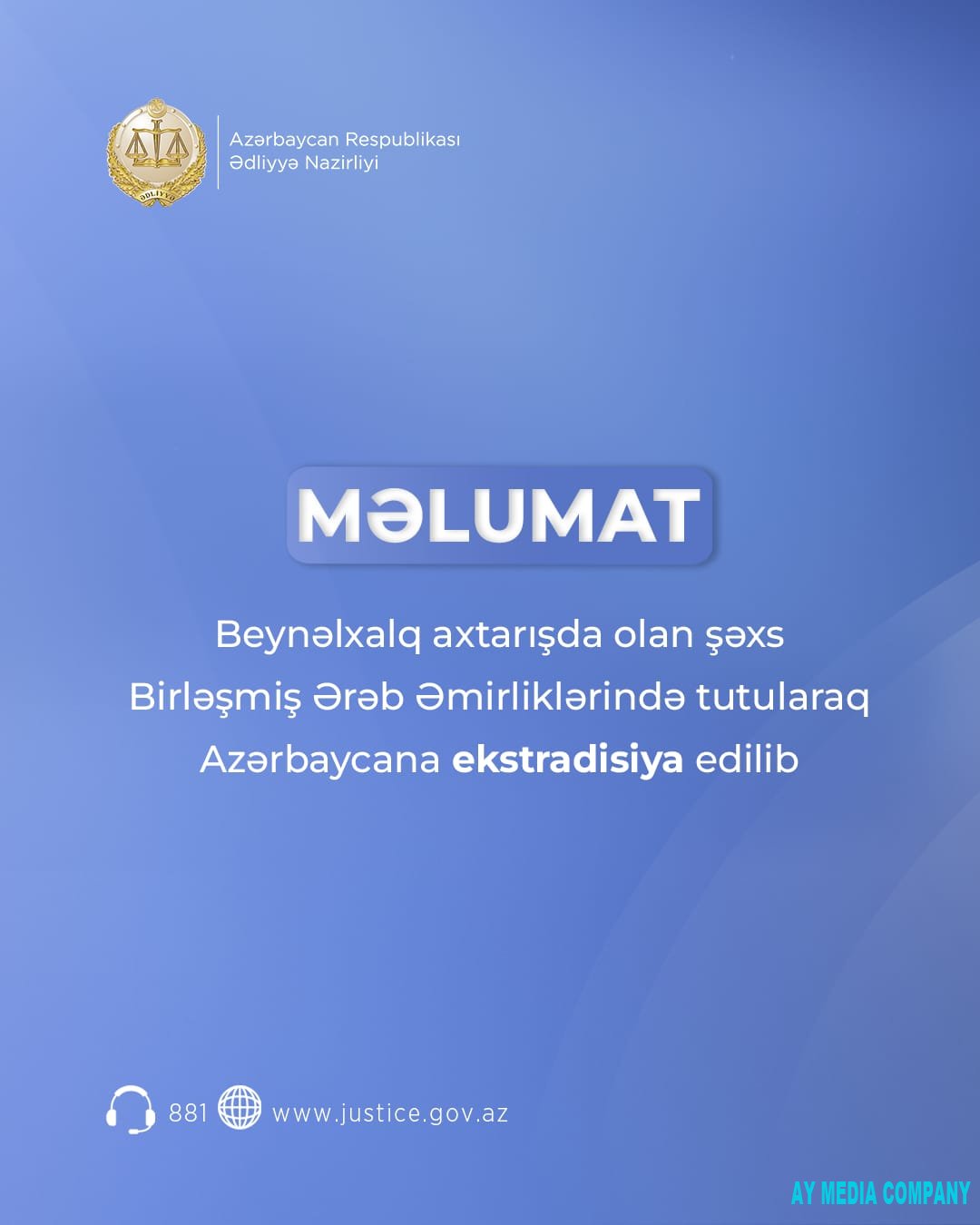 Beynəlxalq axtarışda olan şəxs Birləşmiş Ərəb Əmirliklərində tutularaq Azərbaycana ekstradisiya edilib